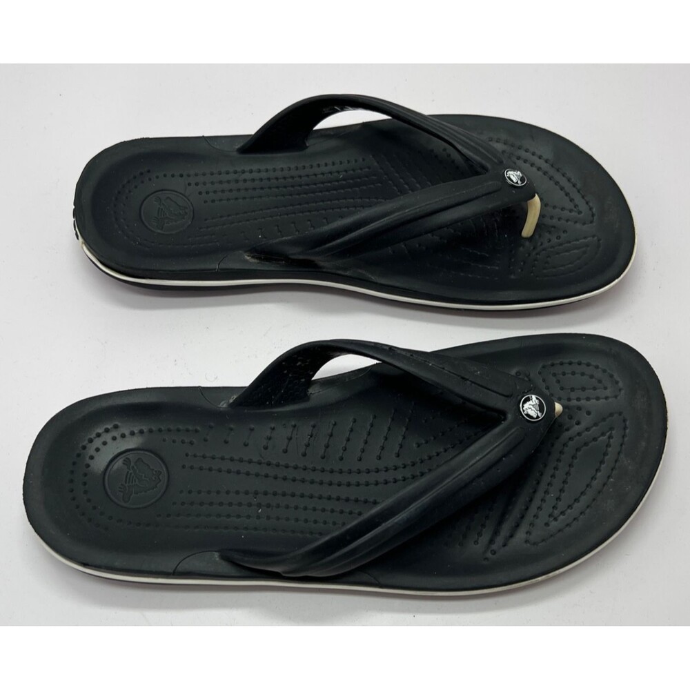 Crocs Unisex Crocband Flip Flop Sandal Black  US Men 8 Women 10